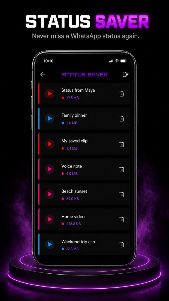 LoopHole Status Saver feature on phone